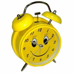 Часы будильник Желтый веселый