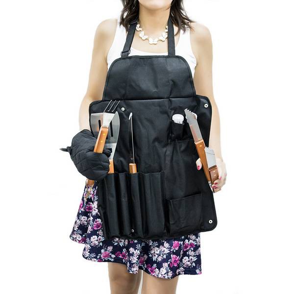 Фартук барбекю чёрный с деревом Фартук барбекю чёрный с деревом