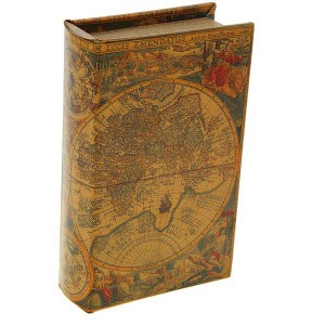 Сейф книга кожа Старинные карты мира