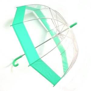 Зонт прозрачный купол зеленый каемка